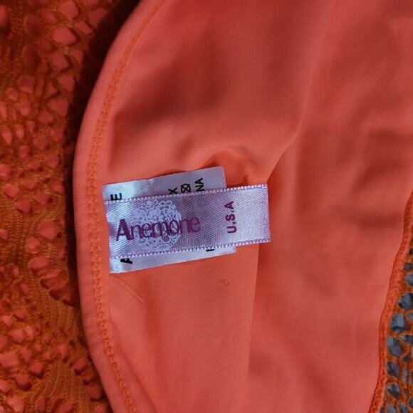Anemone Bright Orange Crochet Lace One Piece Bathing Suit - Size‎ Small - Picture 5 of 6